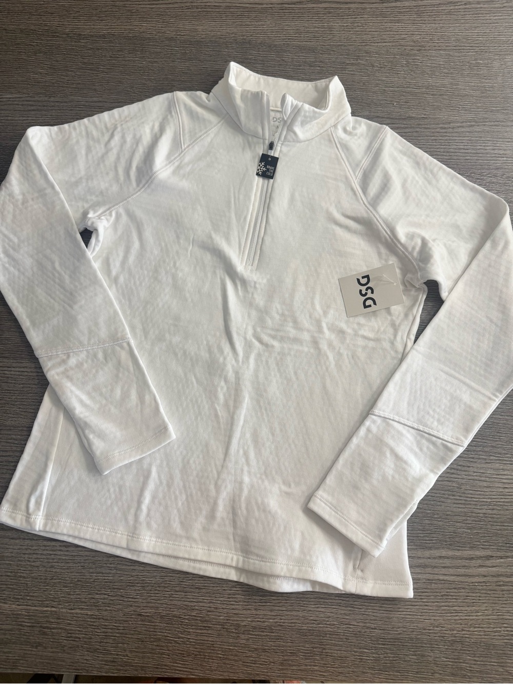 DSG Women’s Run Grid 1/4 Zip Pullover Pure White Sz Medium Fleece Grid Mesh